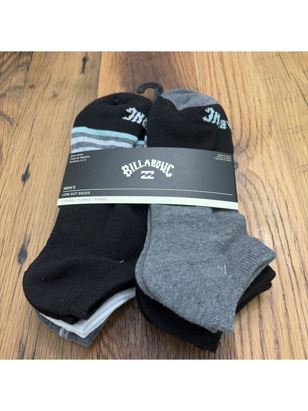 Men’s Billabong Low Cut Socks Assorted Design 5 Pairs Beachy Skater
